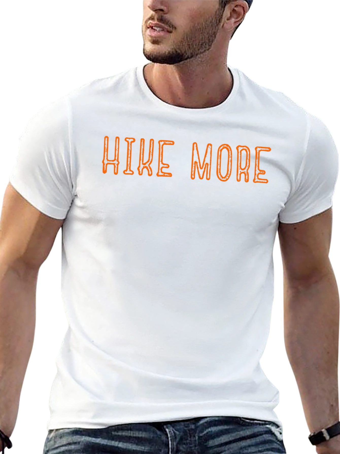 Hike More Black Cotton Graphic Tee
