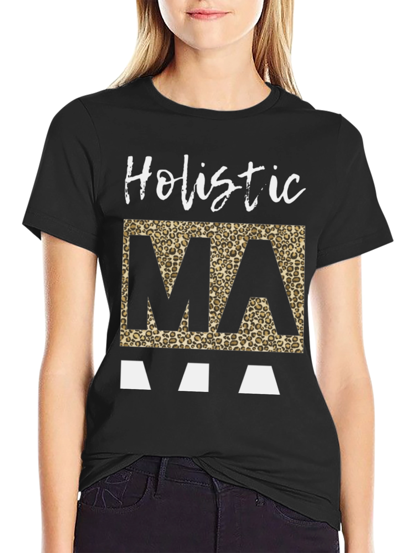 Holistic Mama Leopard Print Graphic Tee