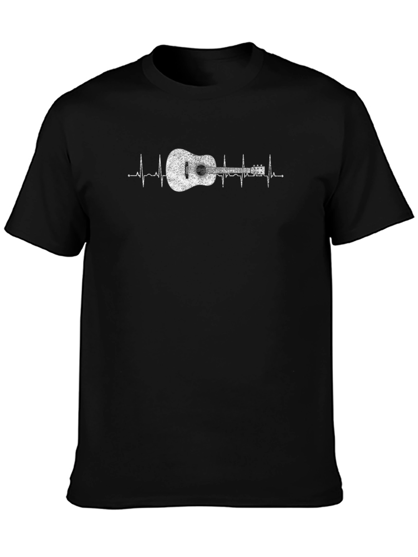 Guitar Heartbeat Graphic Tee - Musicians Black T-Shirt