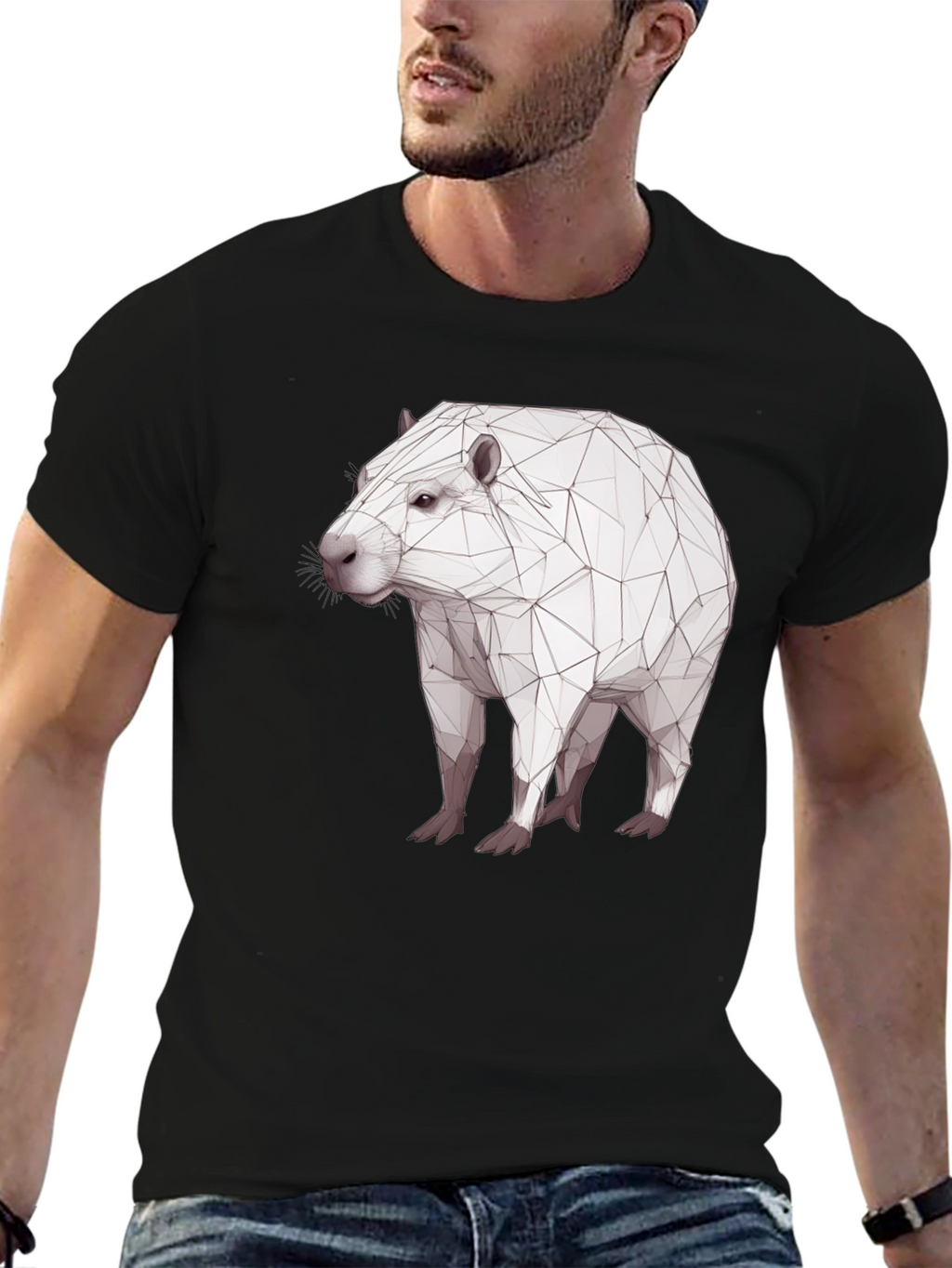 Geometric Capybara Black T-Shirt