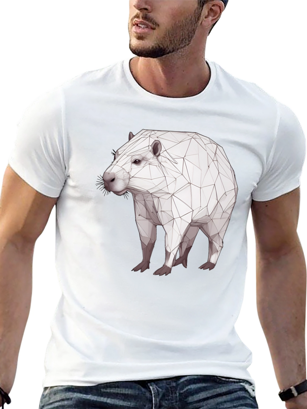 Geometric Capybara Black T-Shirt