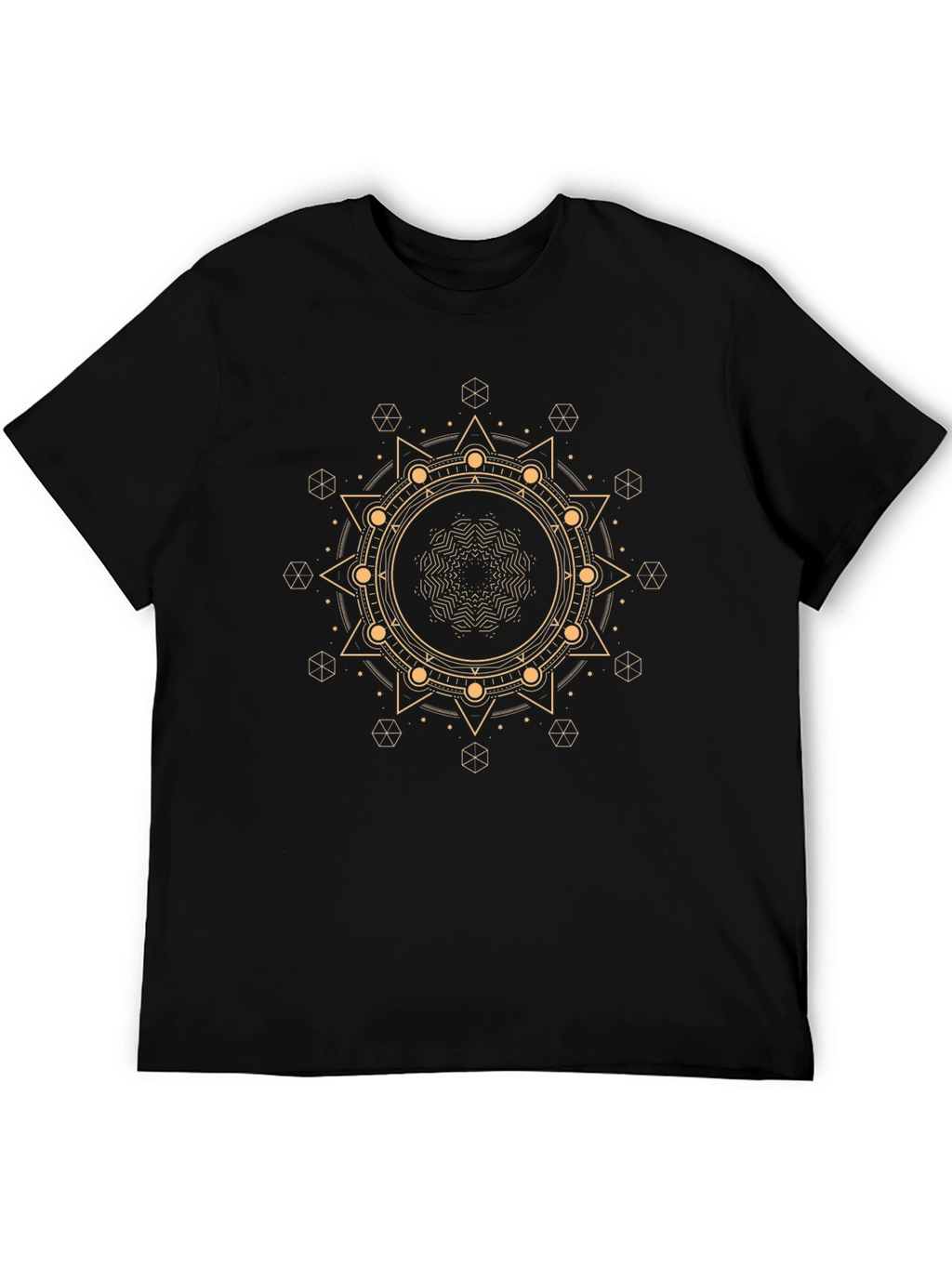 Geometric Mandala Graphic Black T-Shirt