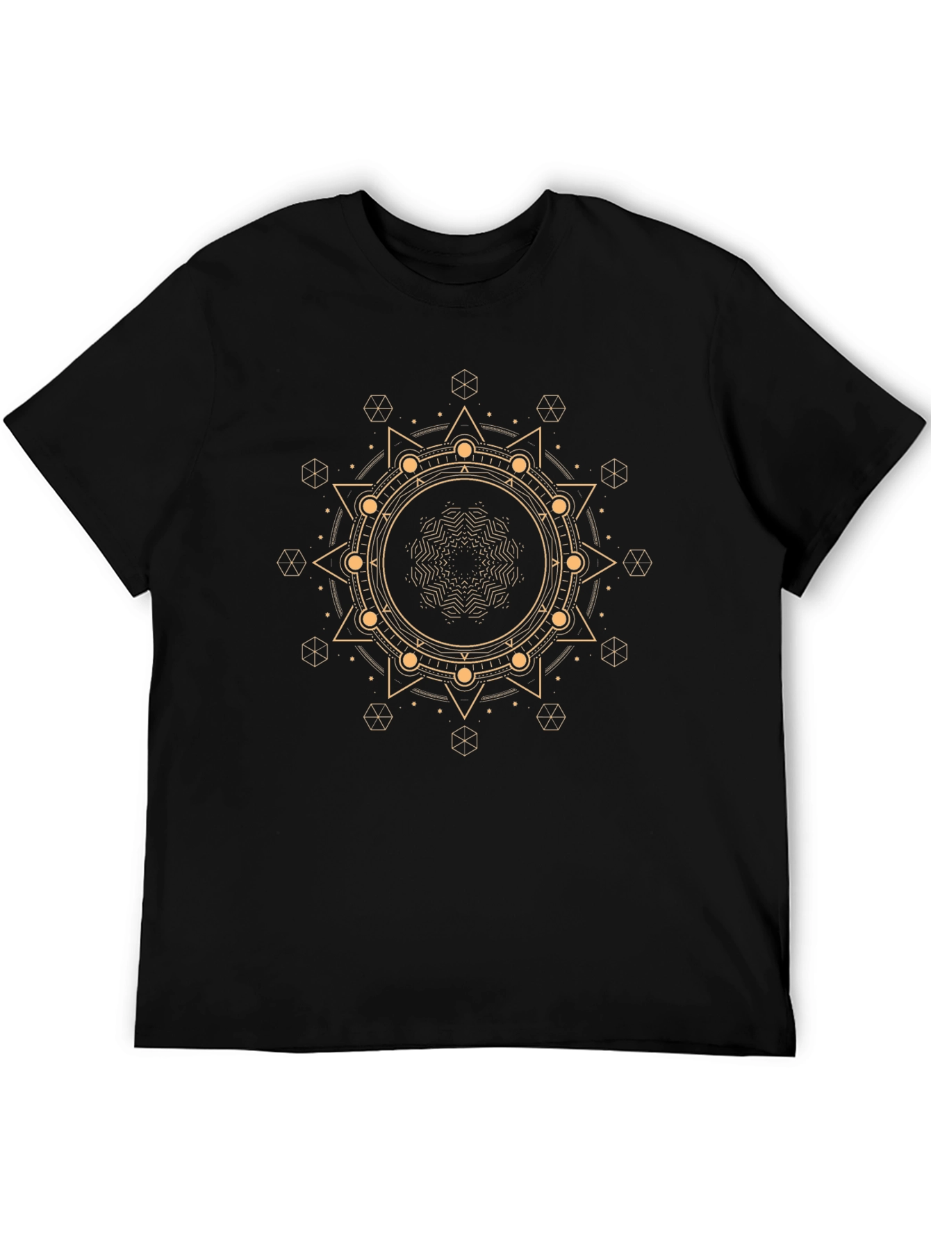 Geometric Mandala Graphic Black T-Shirt