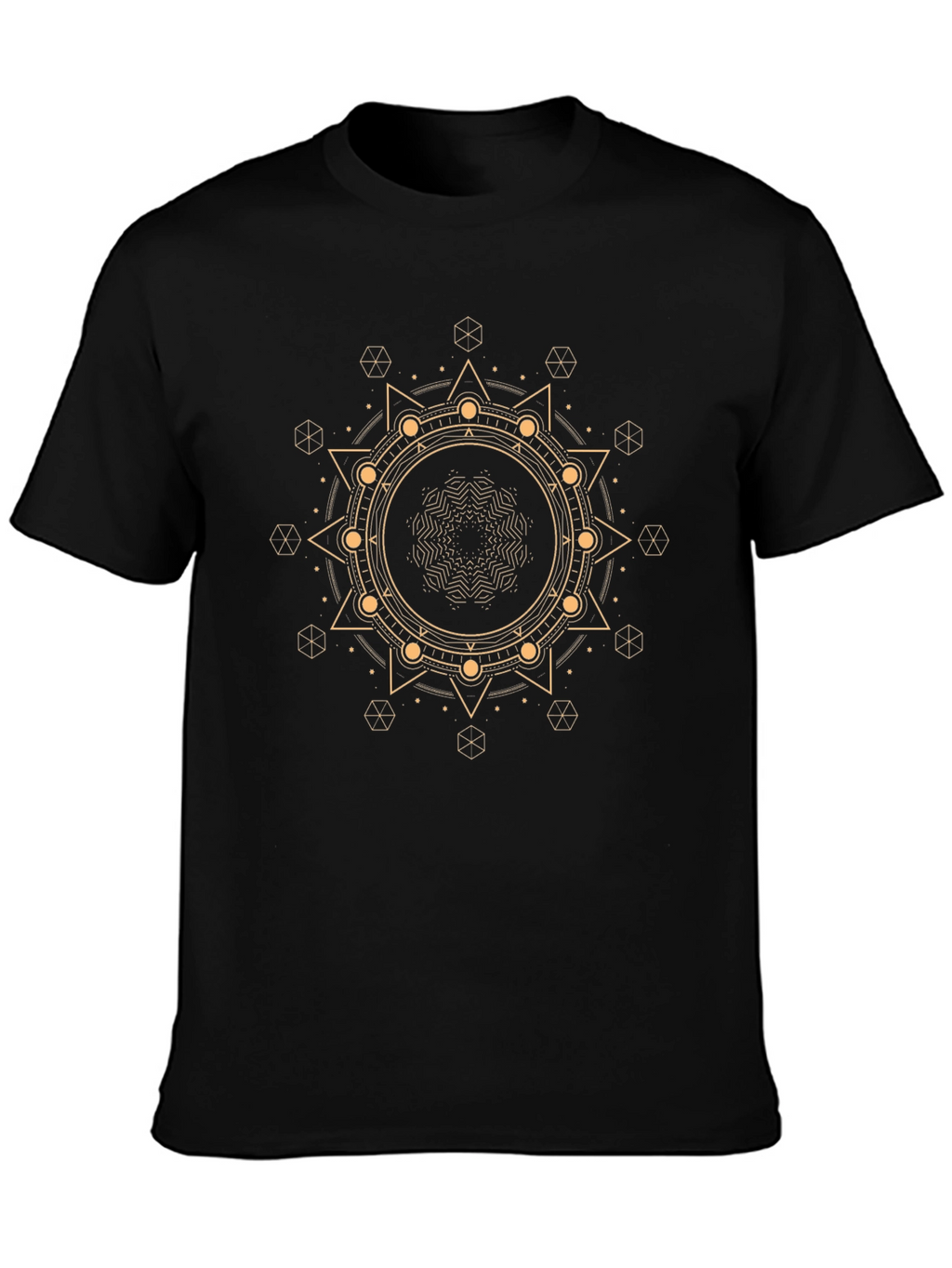 Geometric Mandala Graphic Black T-Shirt