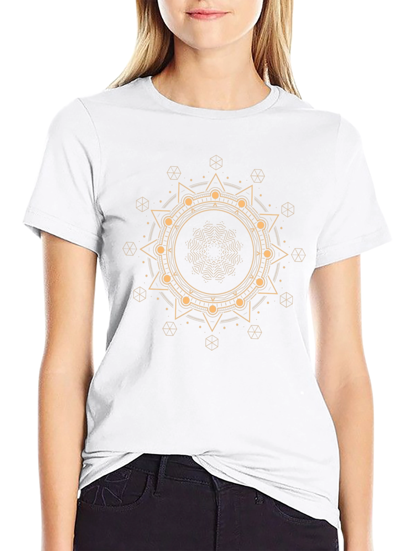 Geometric Mandala Graphic Black T-Shirt
