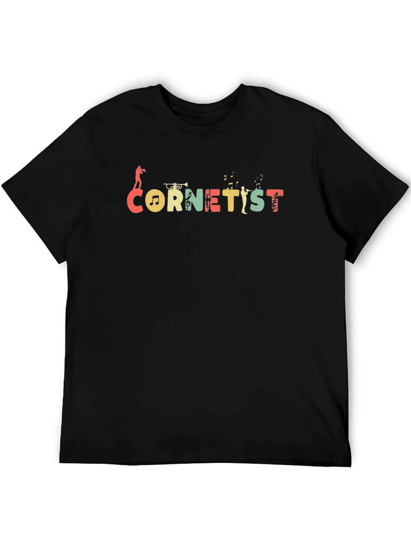 Cornetist Black Cotton Graphic T-Shirt