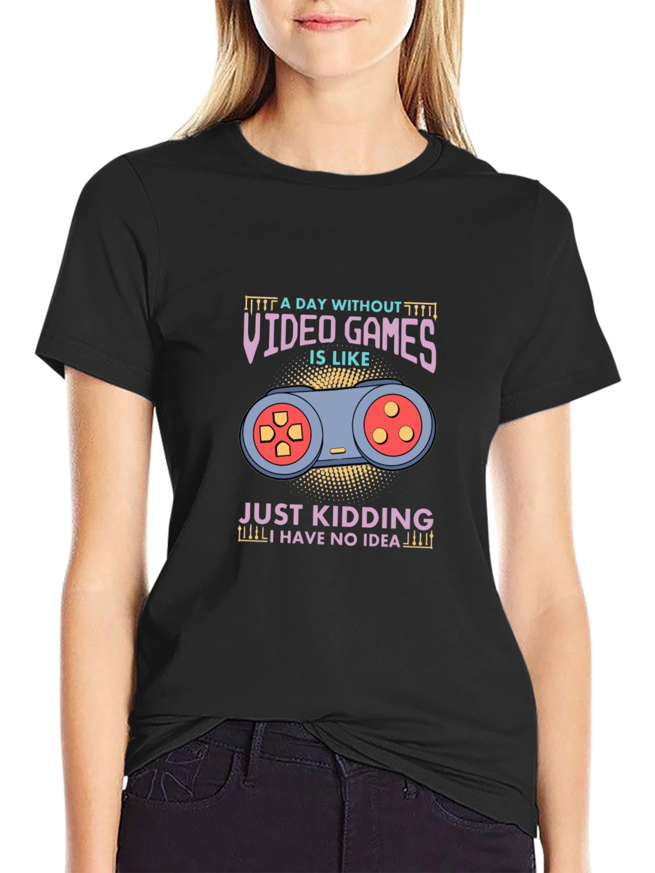 A Day Without Video Games Black Graphic T-Shirt
