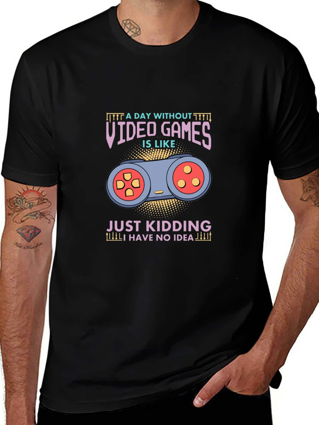 A Day Without Video Games Black Graphic T-Shirt