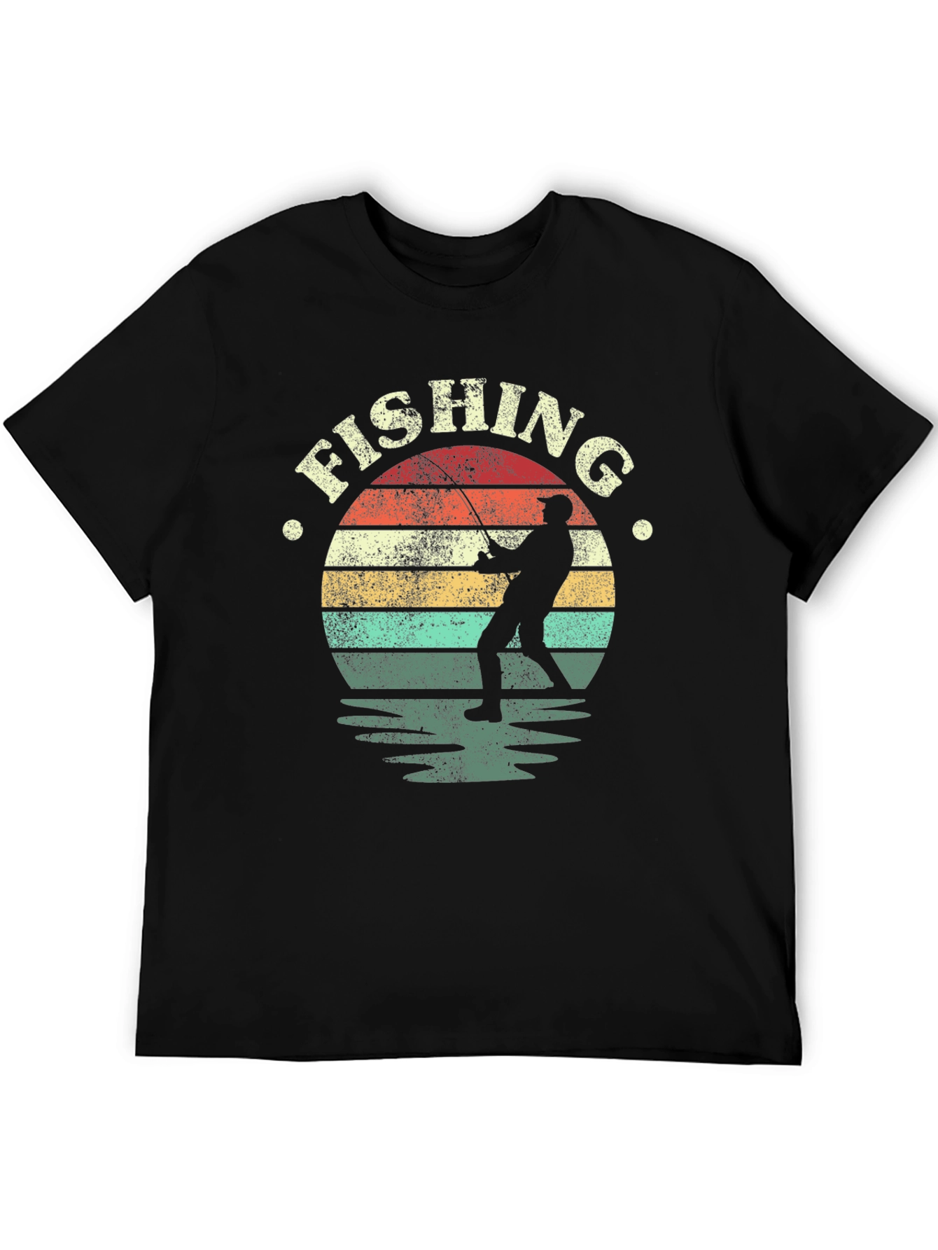 Fishing Sunset Graphic T-Shirt - Black