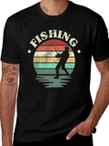 Fishing Sunset Graphic T-Shirt - Black