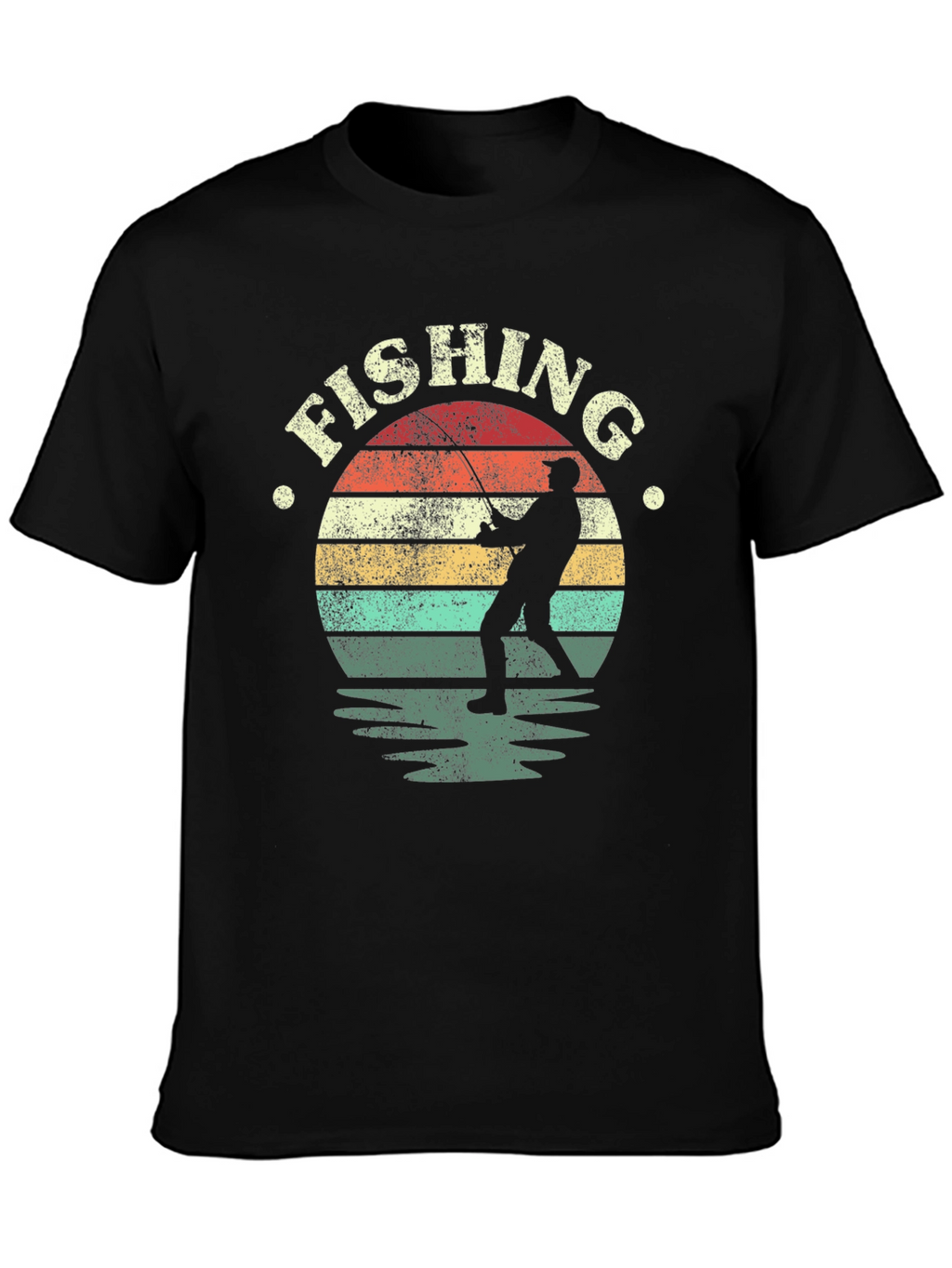 Fishing Sunset Graphic T-Shirt - Black