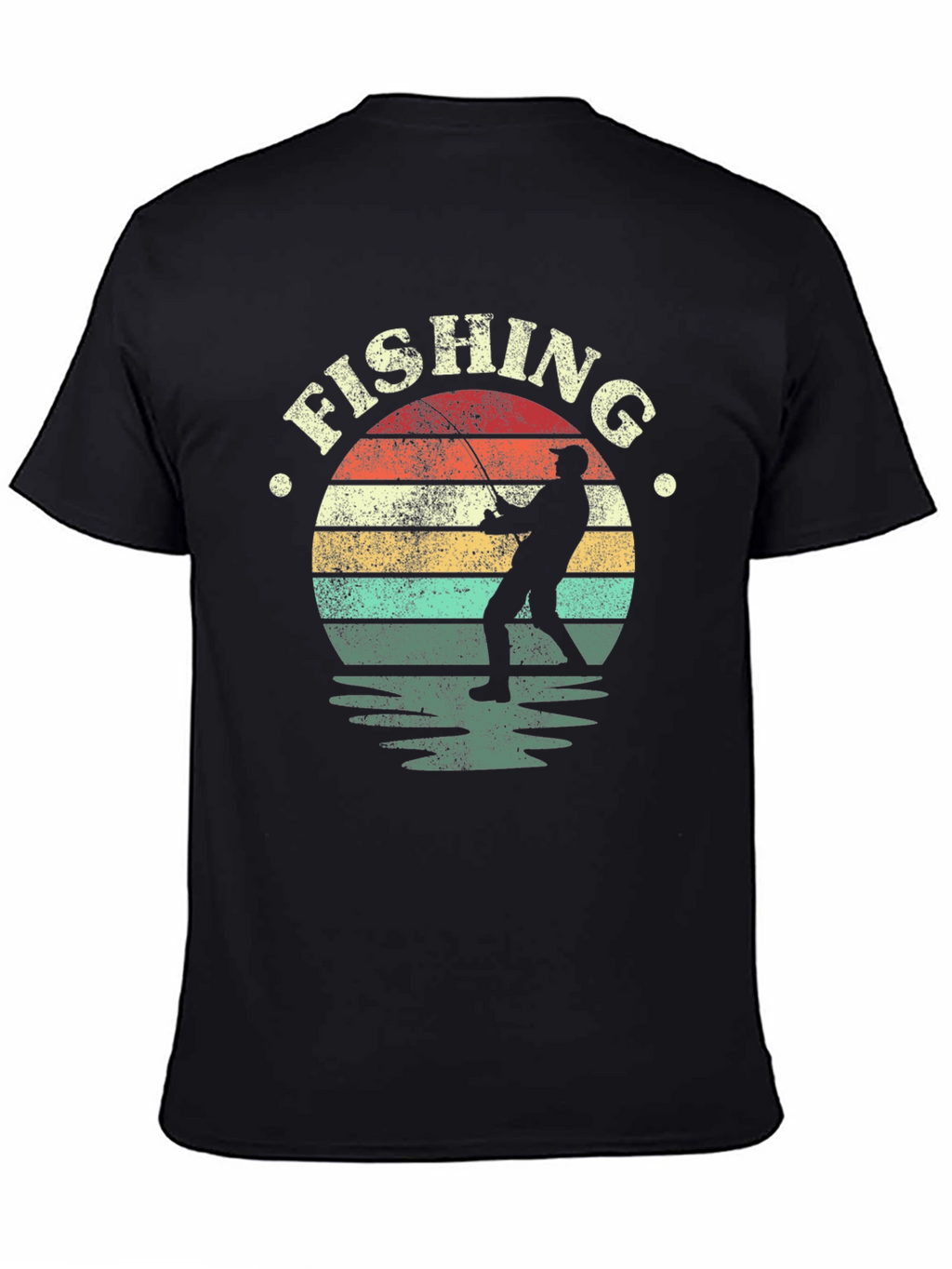 Fishing Sunset Graphic T-Shirt - Black