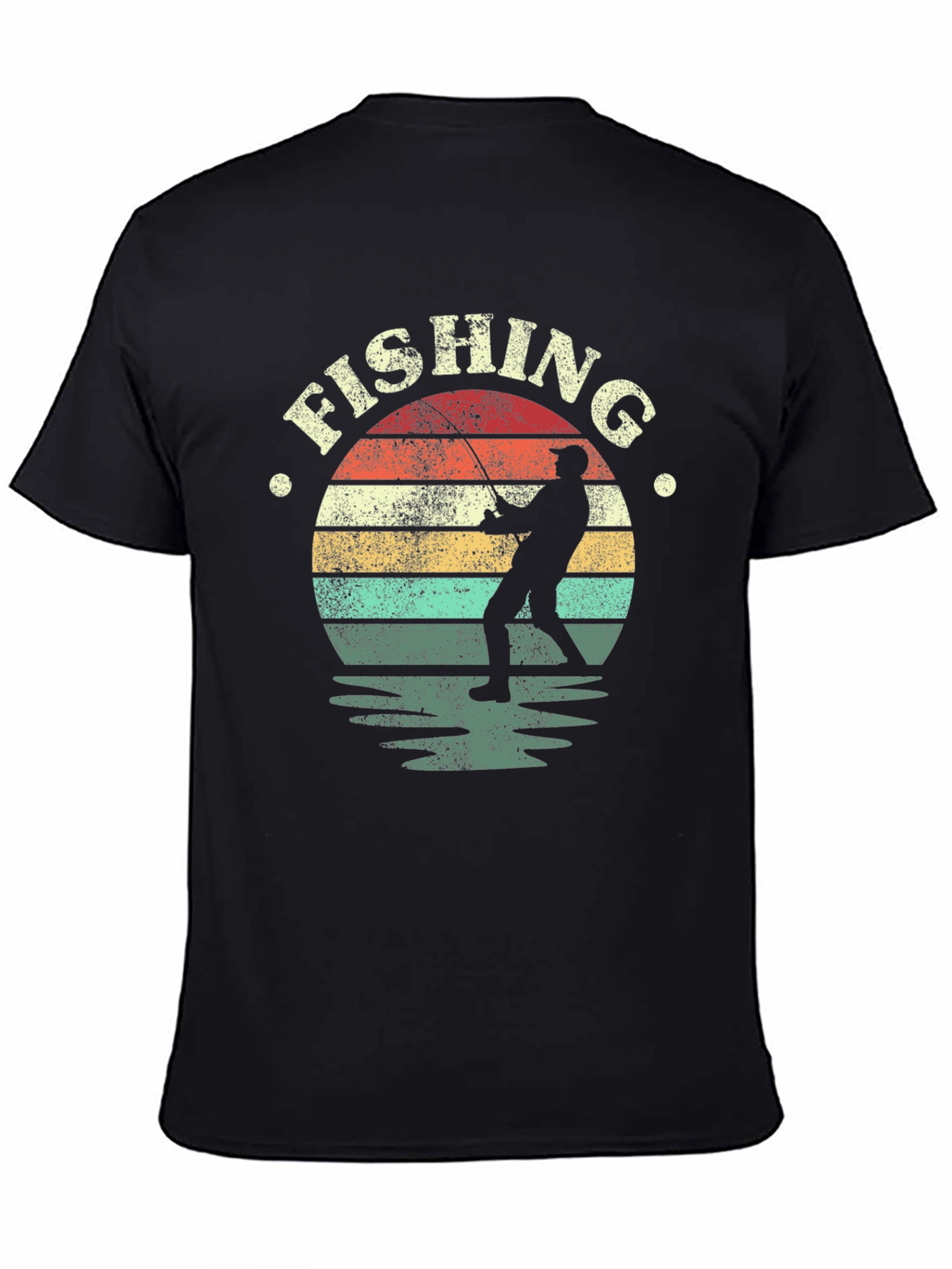 Fishing Sunset Graphic T-Shirt - Black
