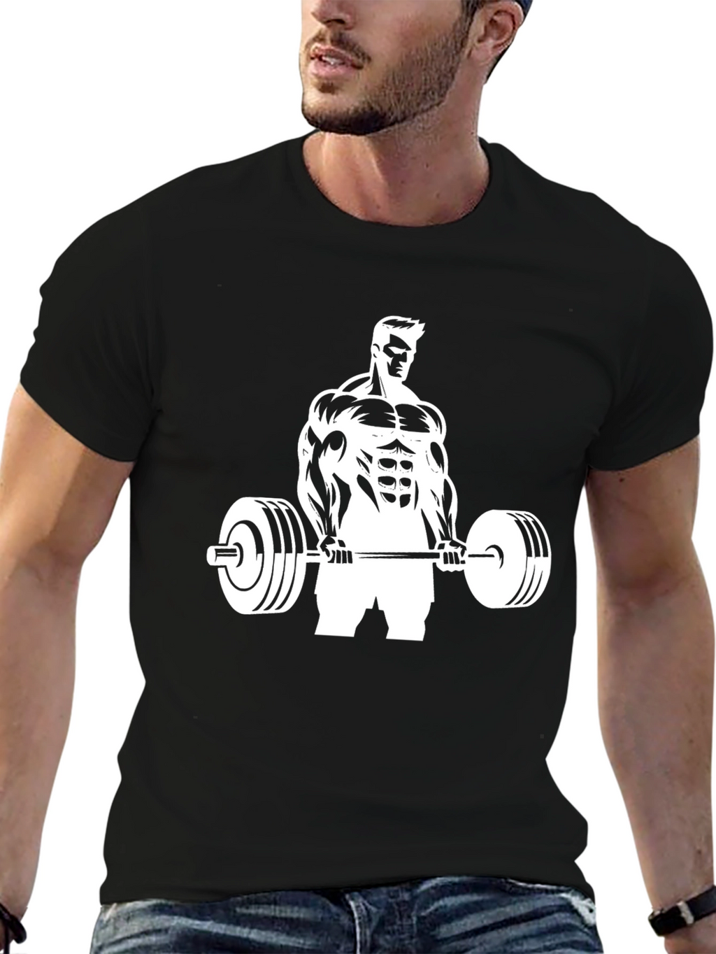 Gym Bodybuilder T-Shirt Black Cotton Fitness Tee