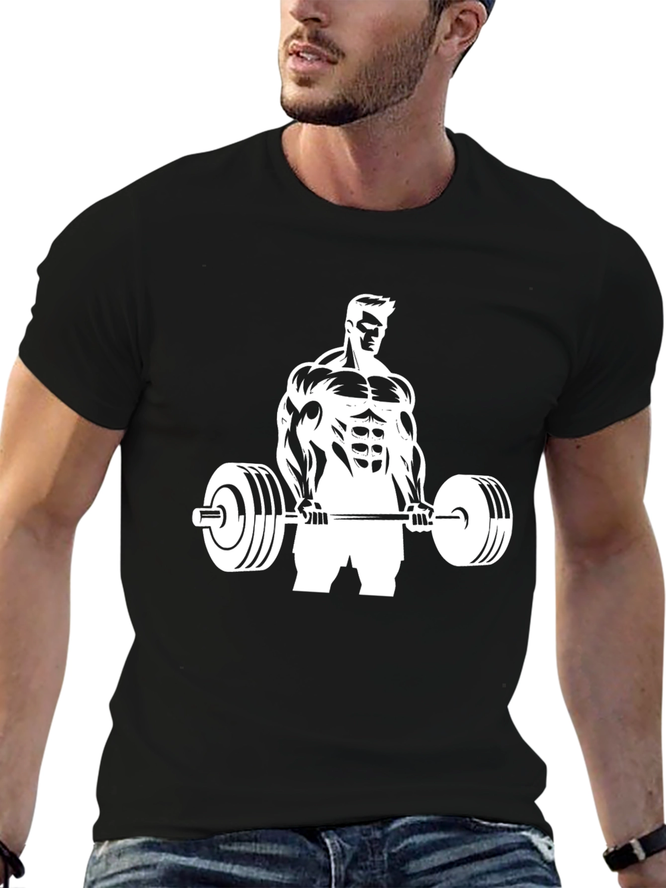 Gym Bodybuilder T-Shirt Black Cotton Fitness Tee
