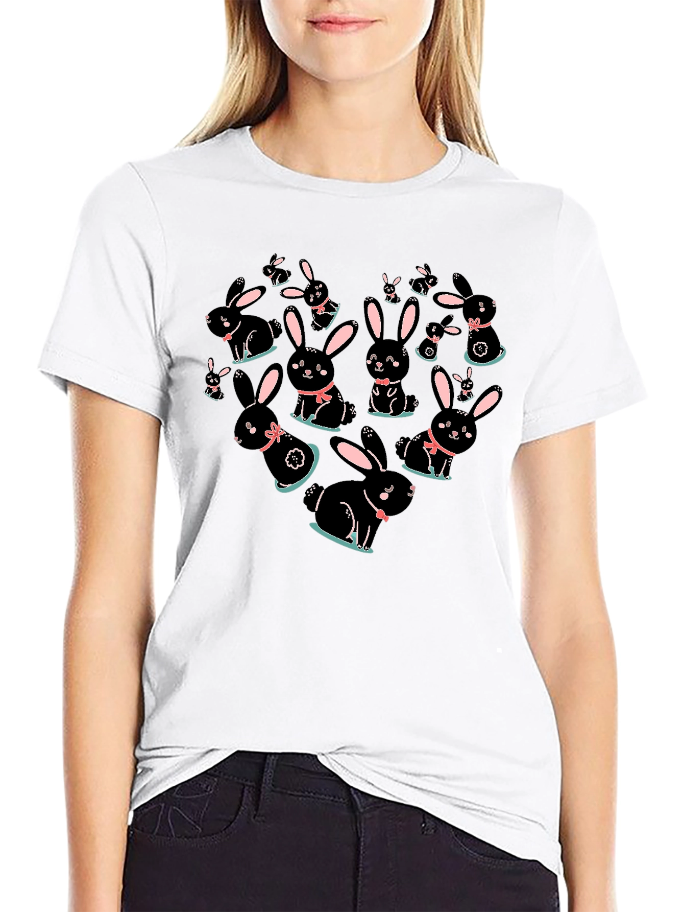 Cute Bunny Heart Graphic T-Shirt