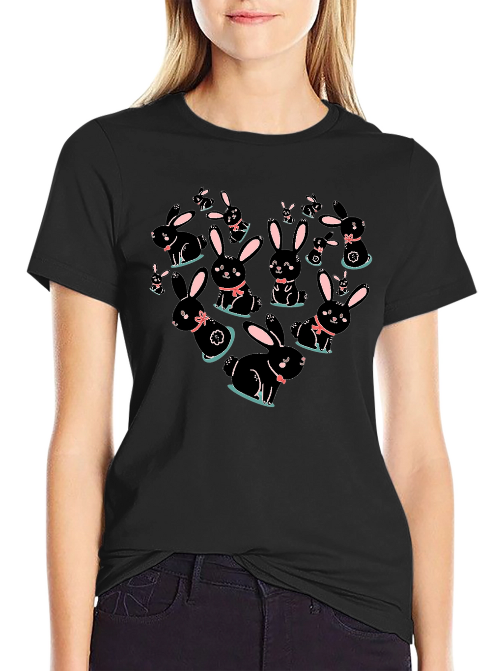 Cute Bunny Heart Graphic T-Shirt