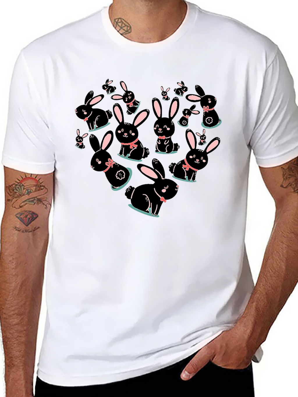 Cute Bunny Heart Graphic T-Shirt