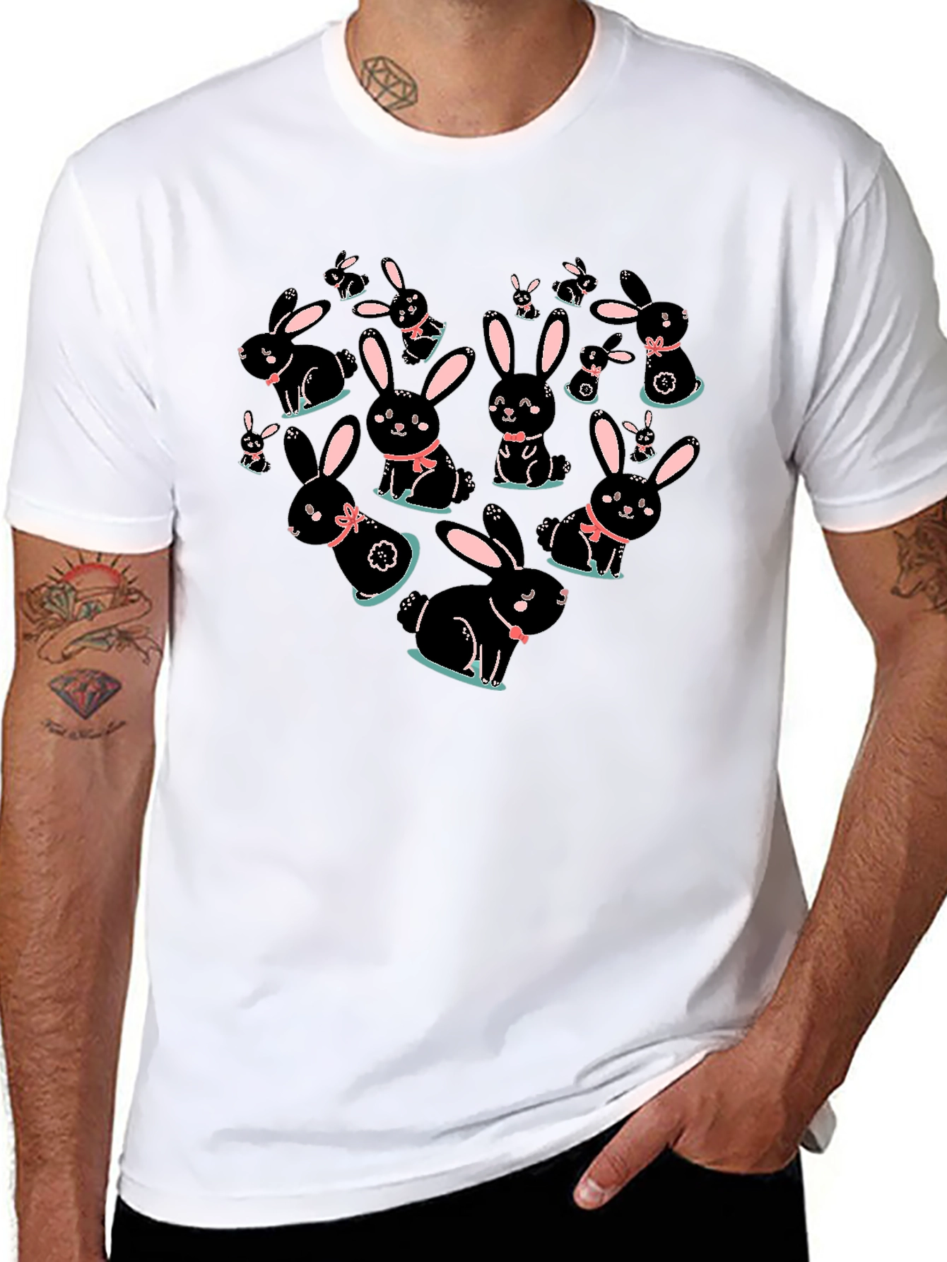 Cute Bunny Heart Graphic T-Shirt