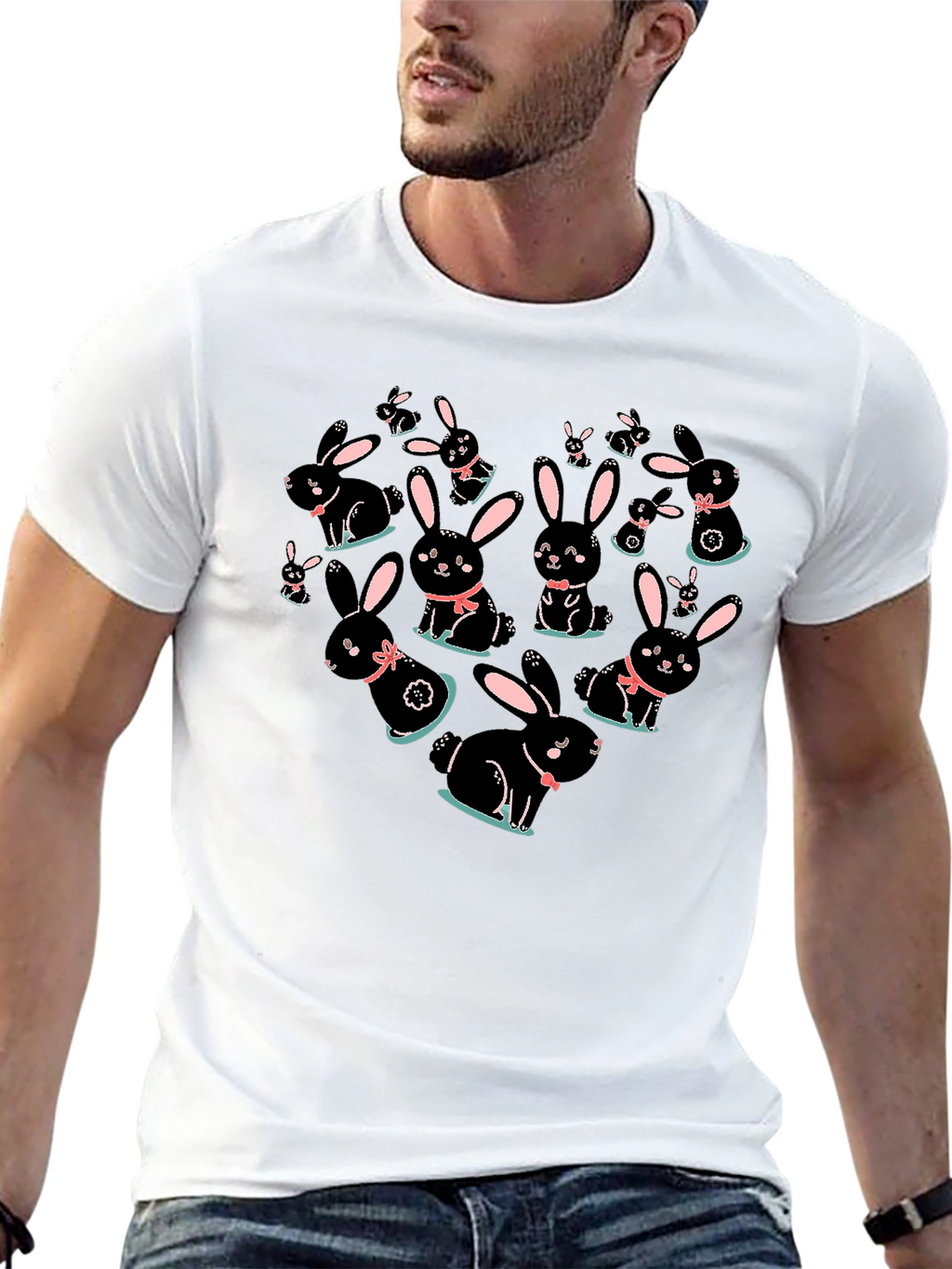 Cute Bunny Heart Graphic T-Shirt