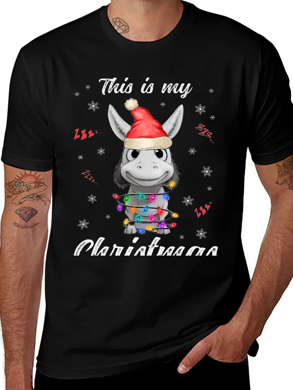 Funny Donkey Christmas Lights T-Shirt