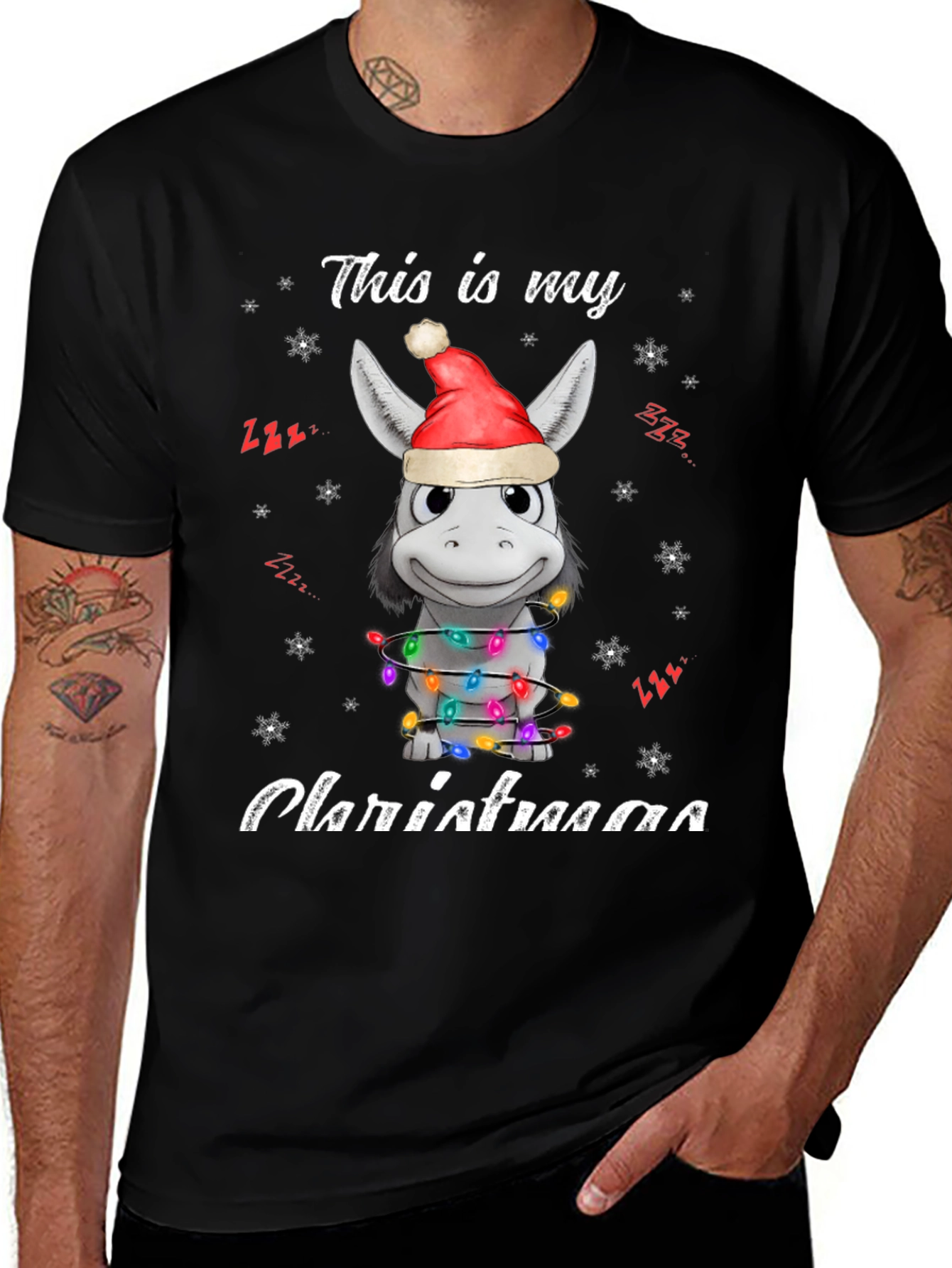 Funny Donkey Christmas Lights T-Shirt