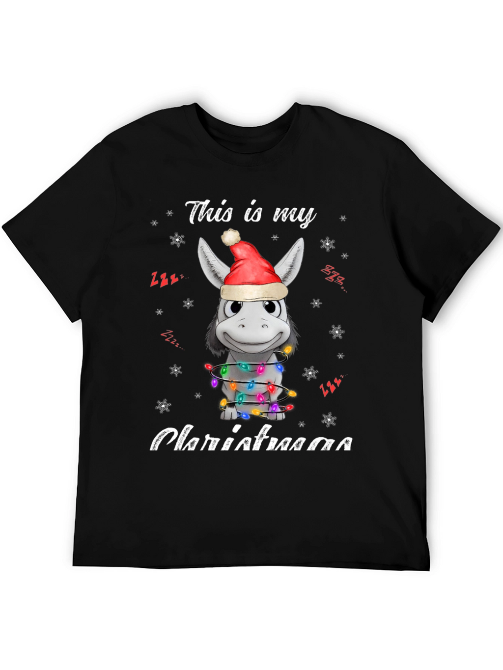 Funny Donkey Christmas Lights T-Shirt