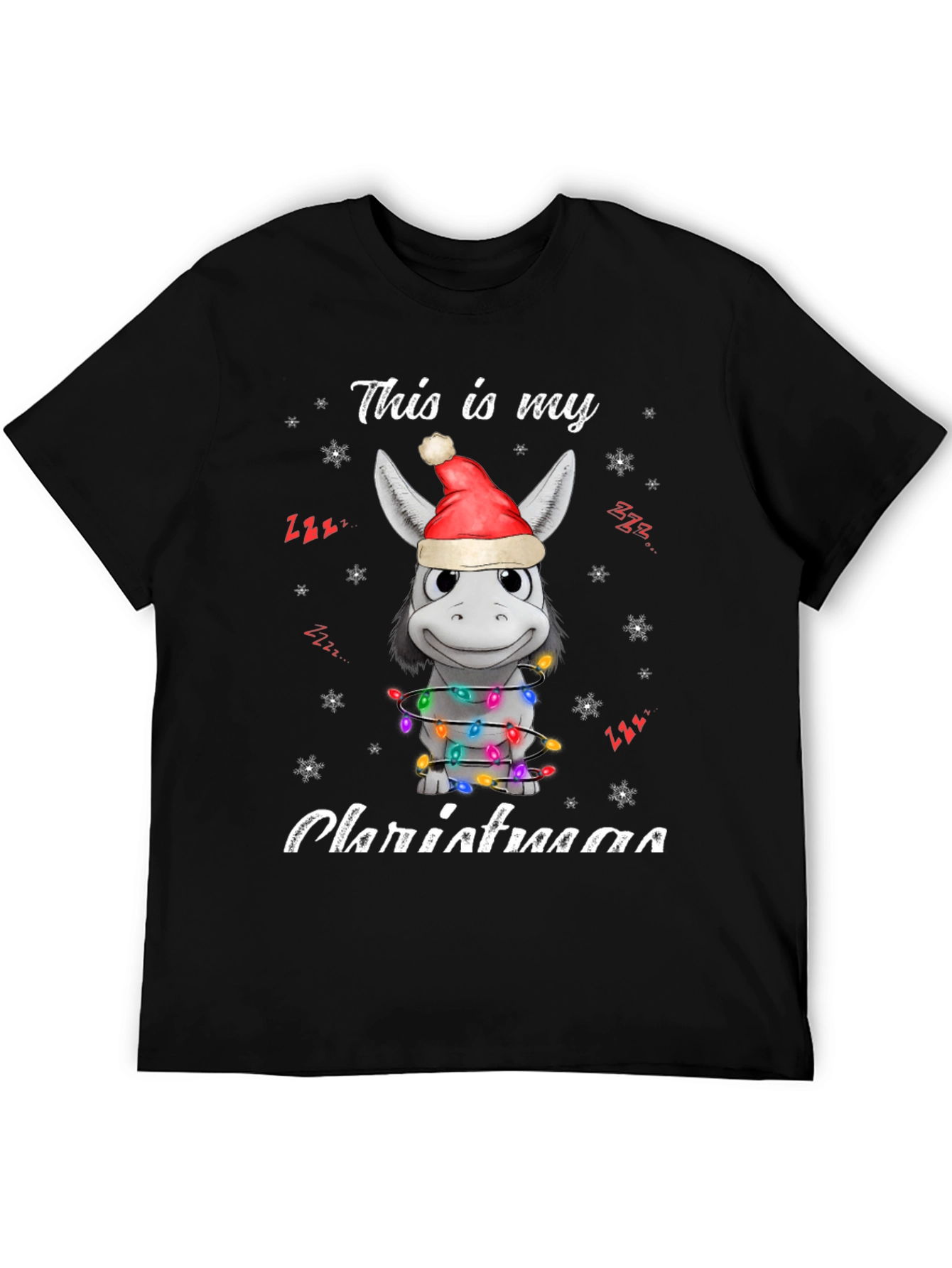 Funny Donkey Christmas Lights T-Shirt