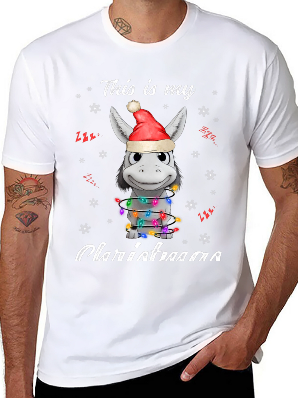 Funny Donkey Christmas Lights T-Shirt