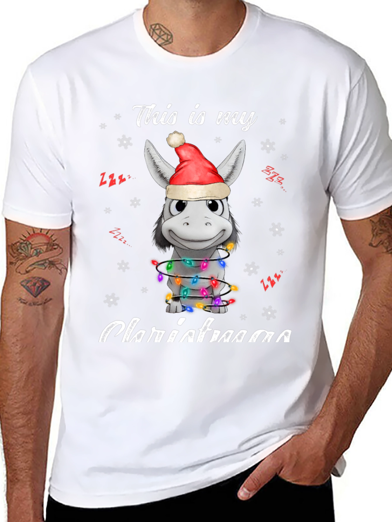 Funny Donkey Christmas Lights T-Shirt