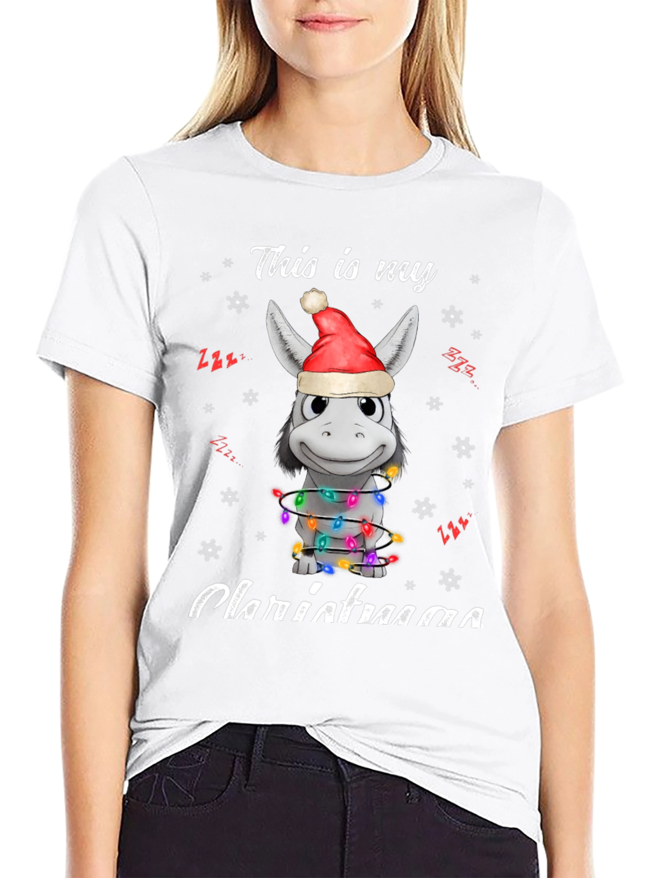 Funny Donkey Christmas Lights T-Shirt