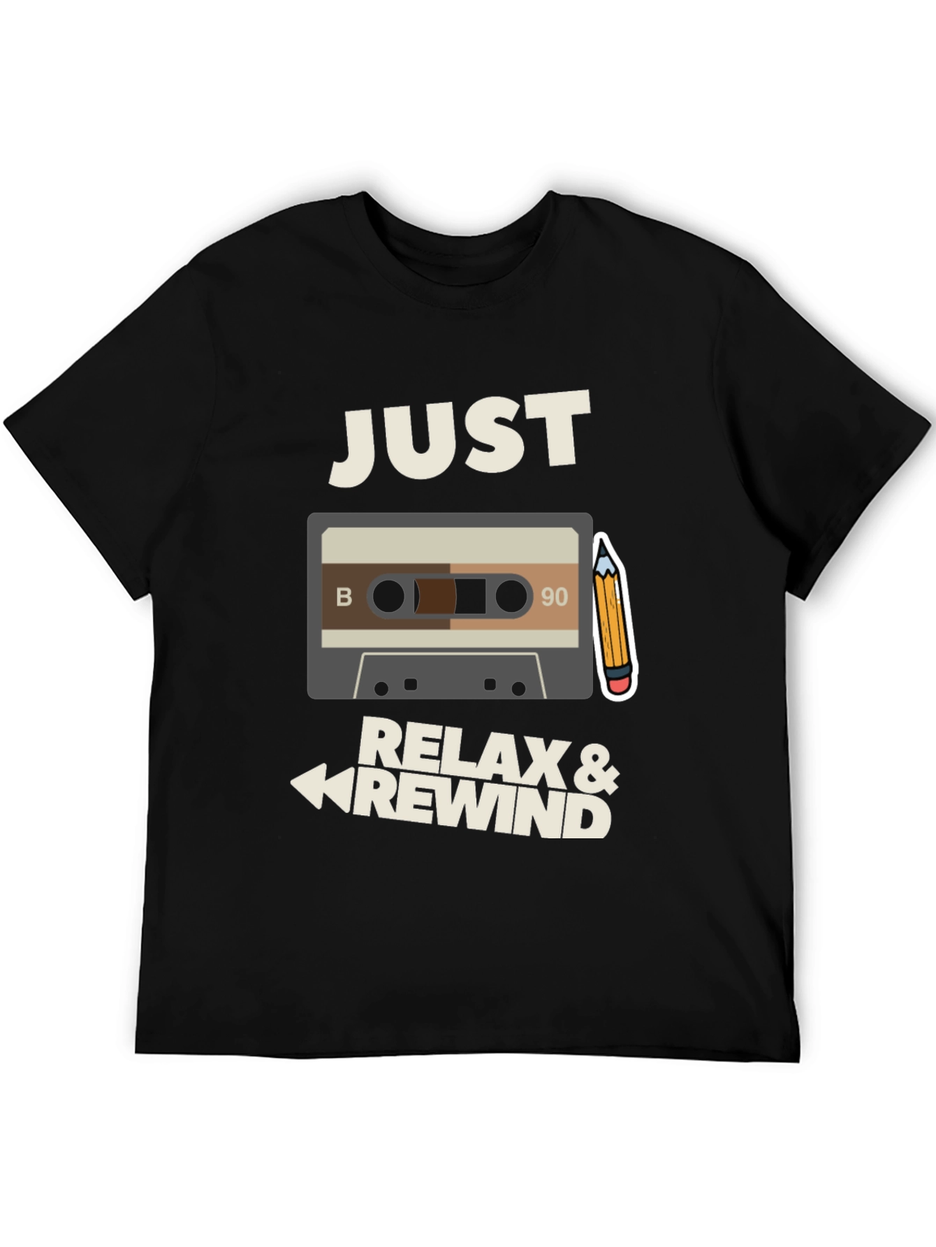Just Relax & Rewind Graphic Tee - Retro Cassette T-Shirt