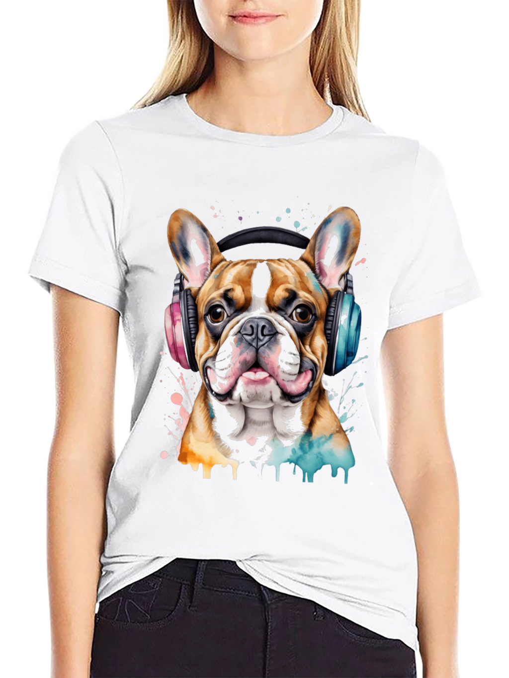 Dog with Headphones Graphic T-Shirt