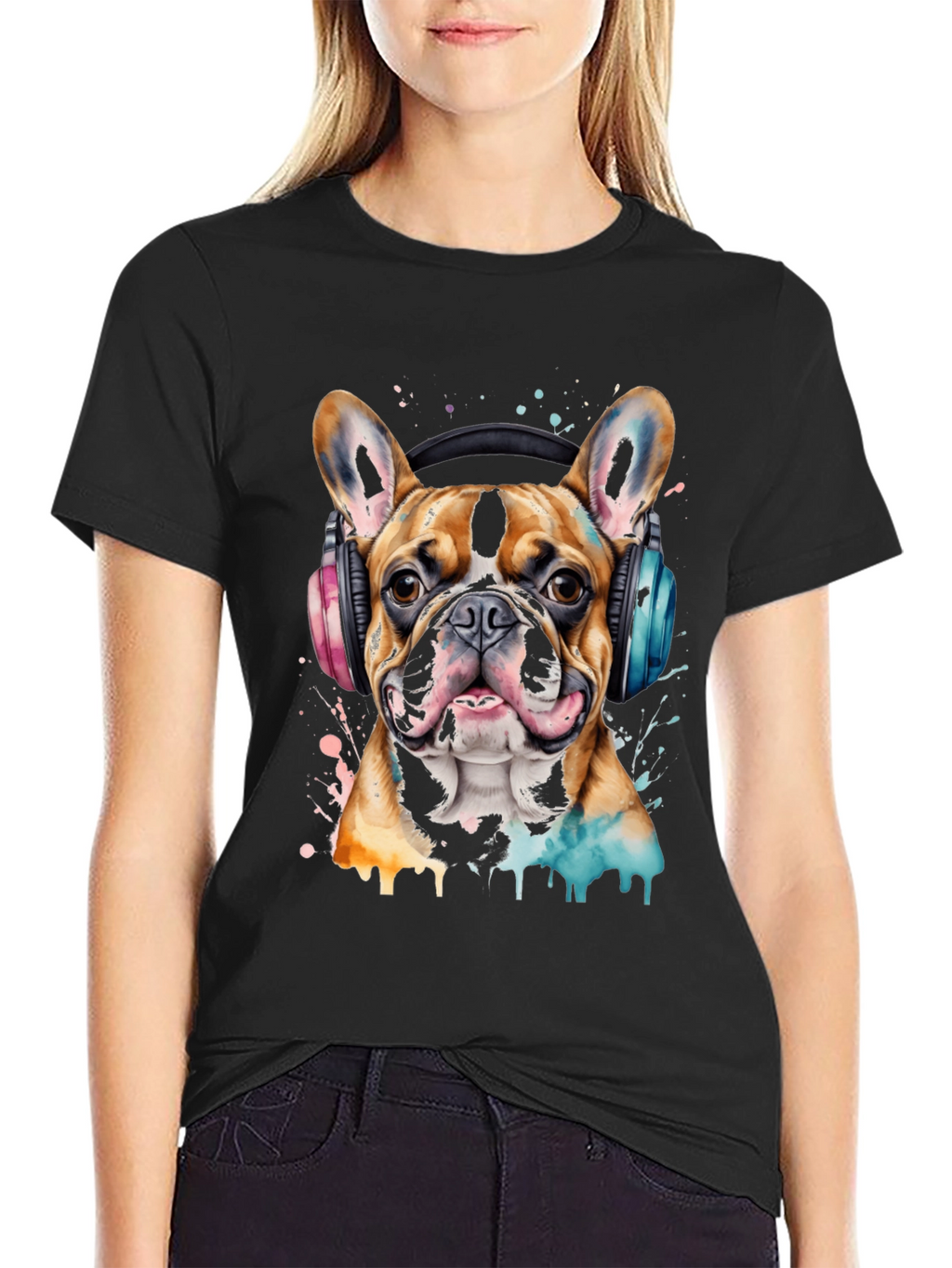 Dog with Headphones Graphic T-Shirt