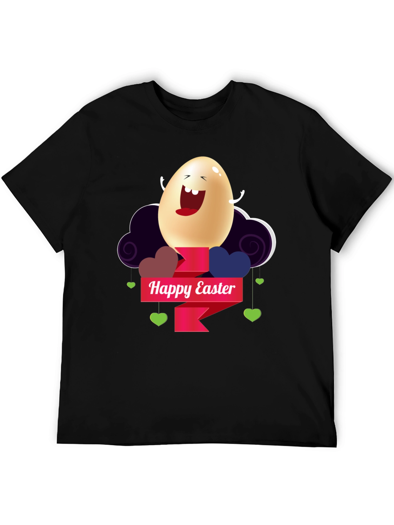 Happy Easter Egg Graphic Black T-Shirt