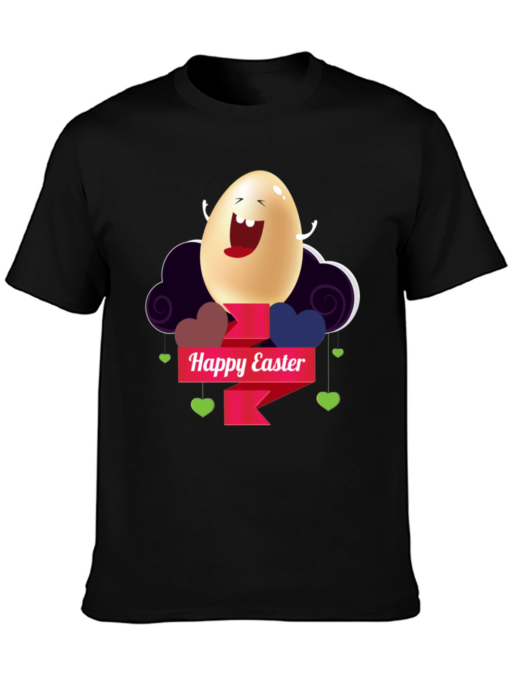 Happy Easter Egg Graphic Black T-Shirt