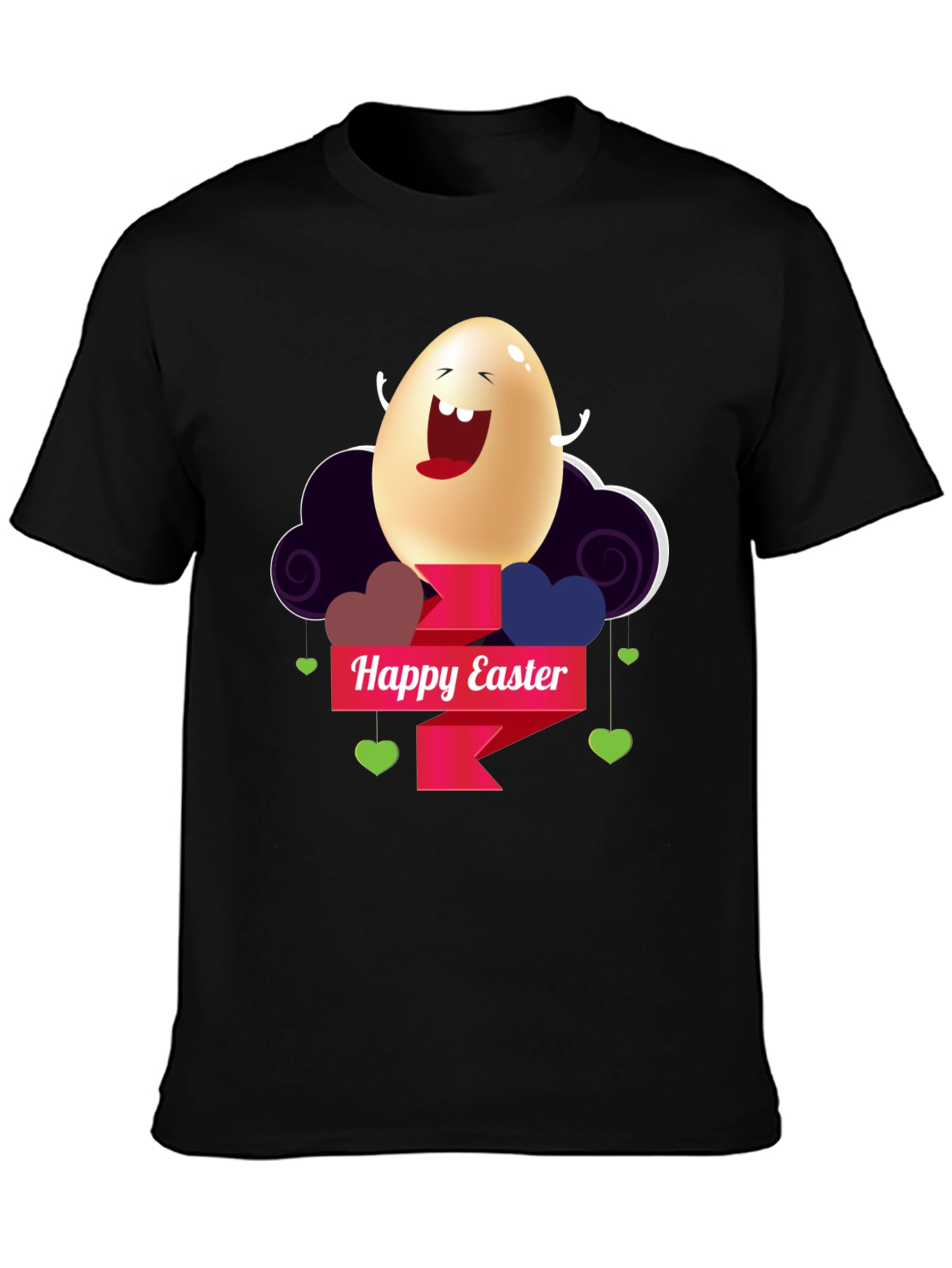 Happy Easter Egg Graphic Black T-Shirt