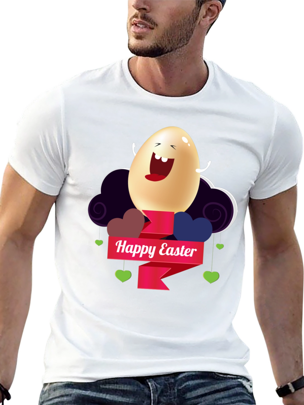 Happy Easter Egg Graphic Black T-Shirt