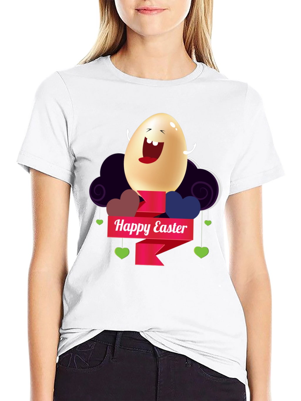 Happy Easter Egg Graphic Black T-Shirt