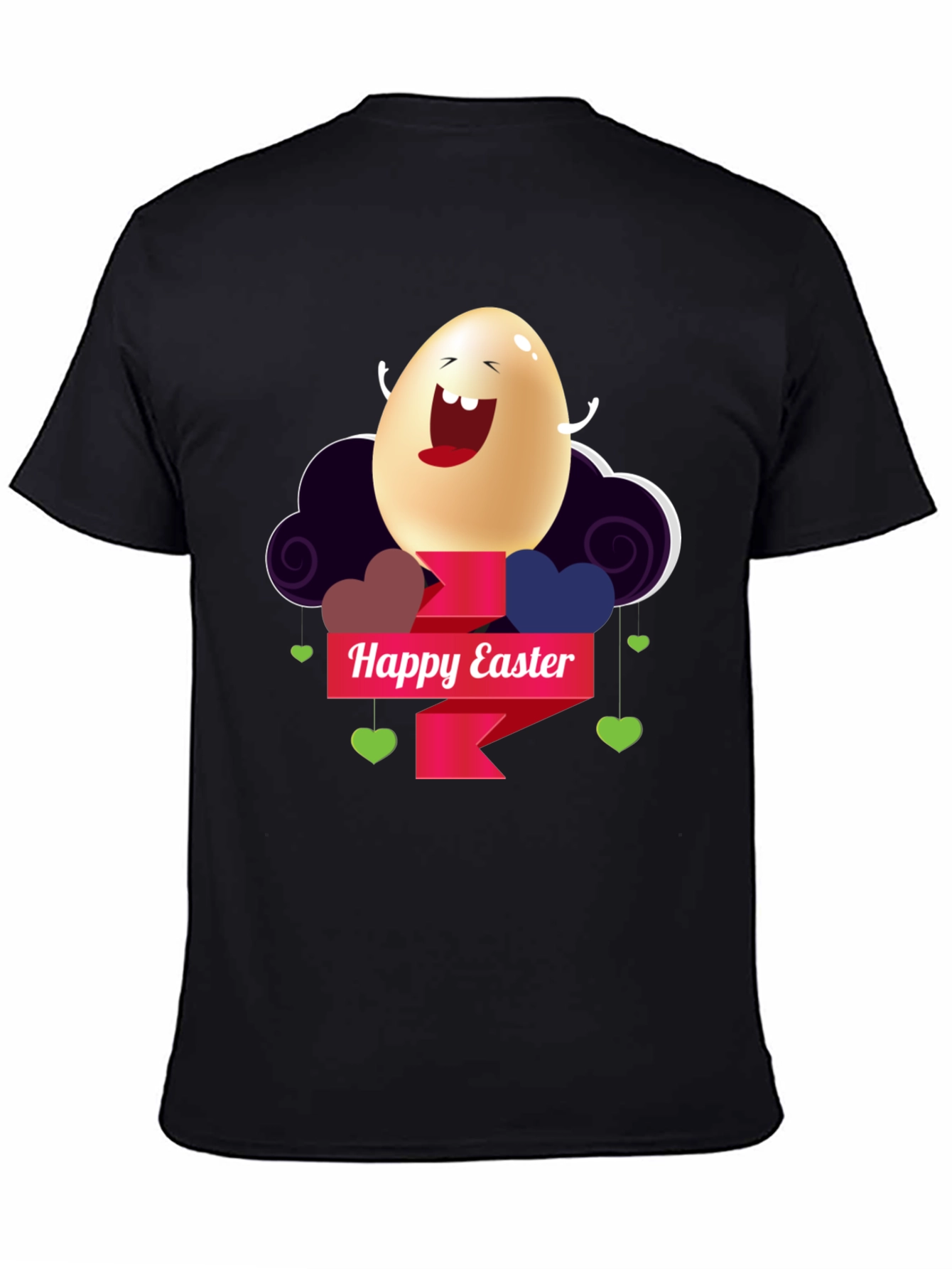 Happy Easter Egg Graphic Black T-Shirt
