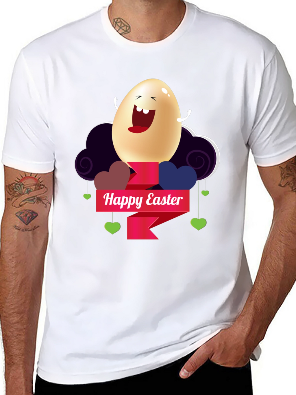 Happy Easter Egg Graphic Black T-Shirt