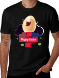 Happy Easter Egg Graphic Black T-Shirt