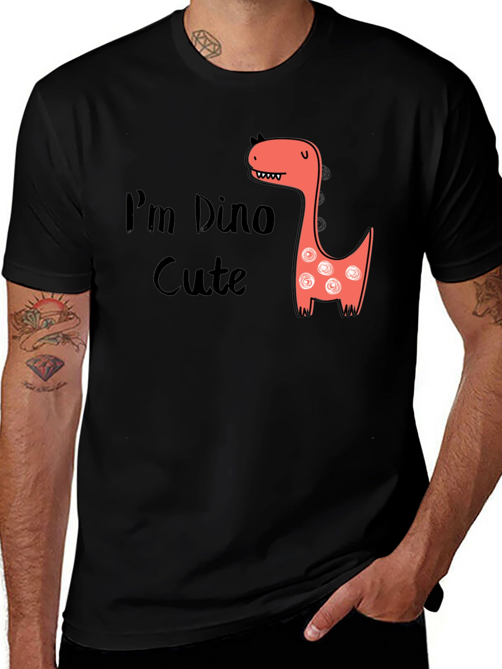 Im Dino Cute Graphic Tee - Black