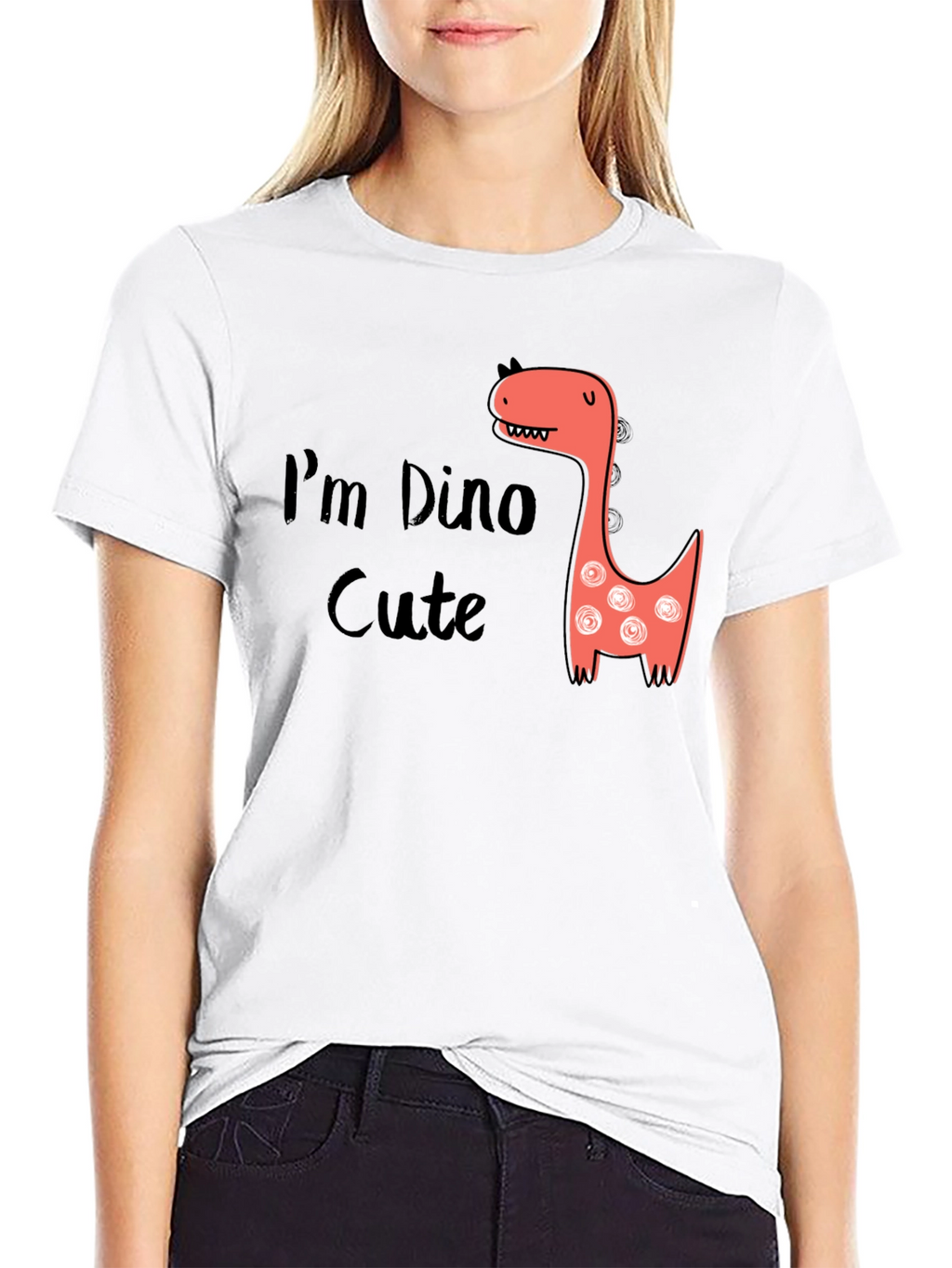Im Dino Cute Graphic Tee - Black