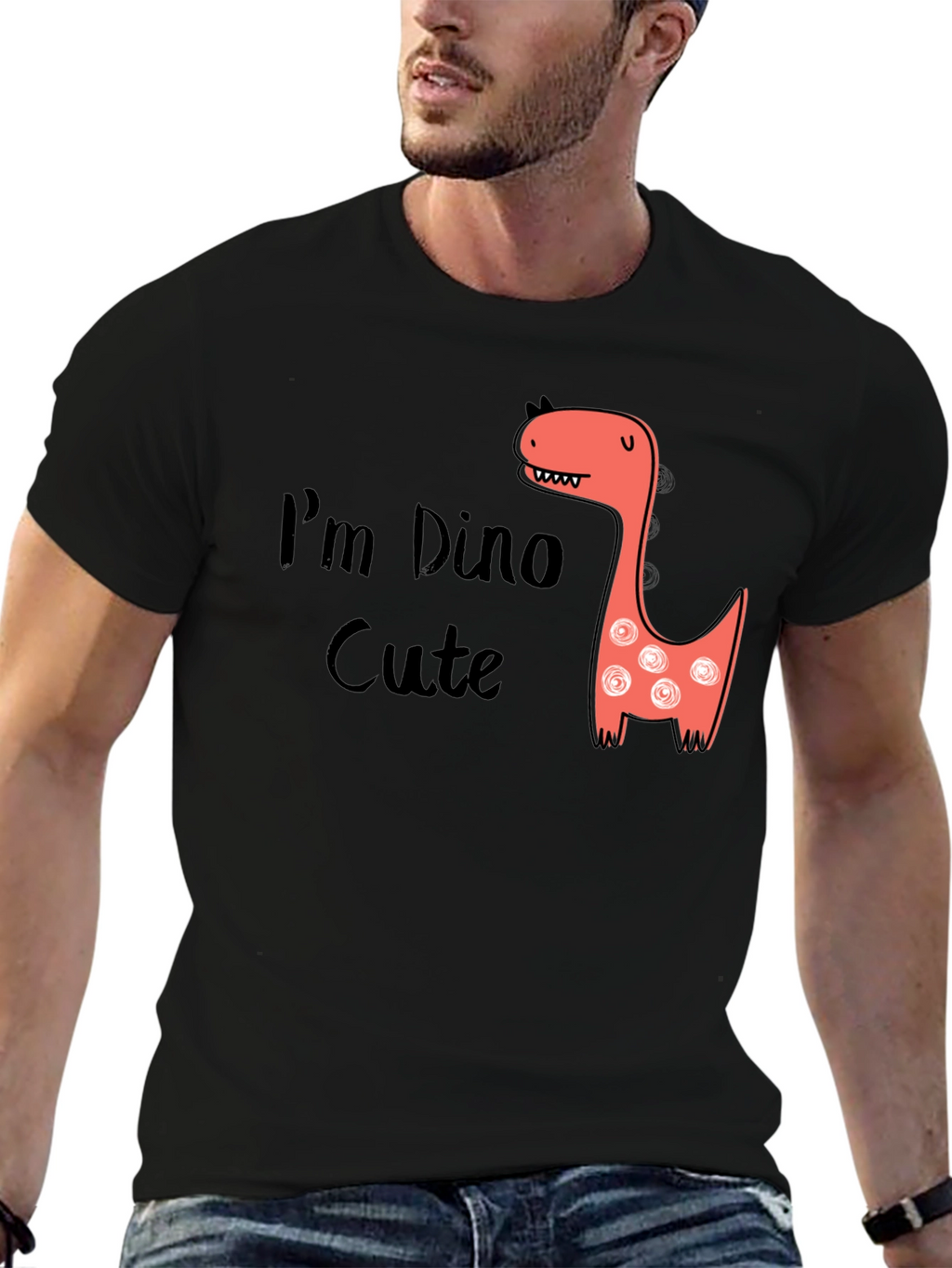 Im Dino Cute Graphic Tee - Black