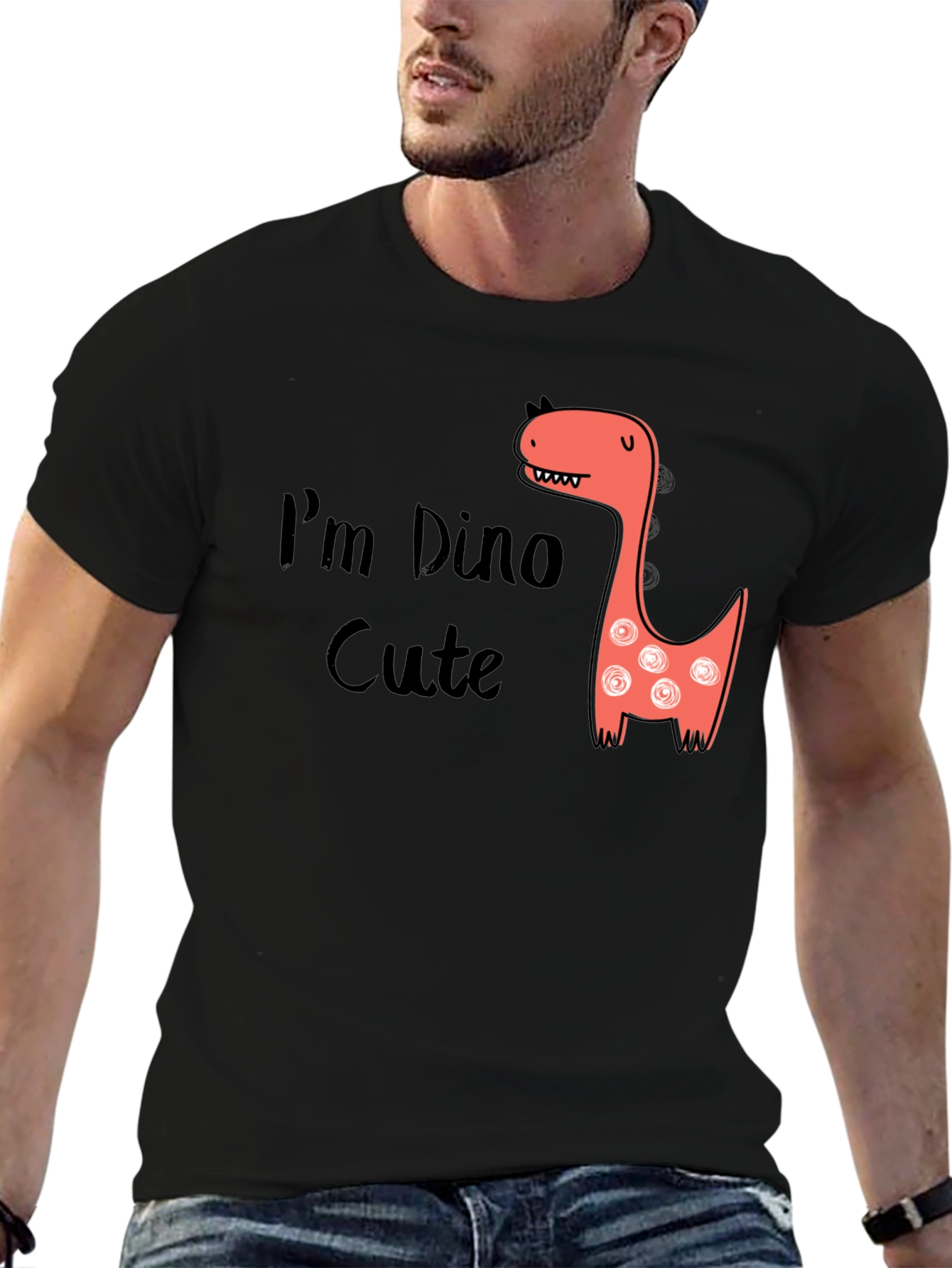Im Dino Cute Graphic Tee - Black