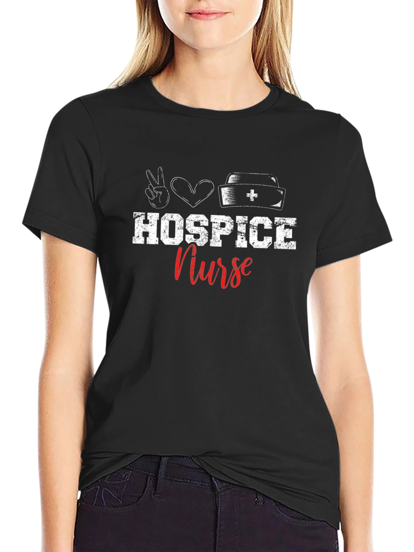 Hospice Nurse Graphic Tee - Black Cotton T-Shirt
