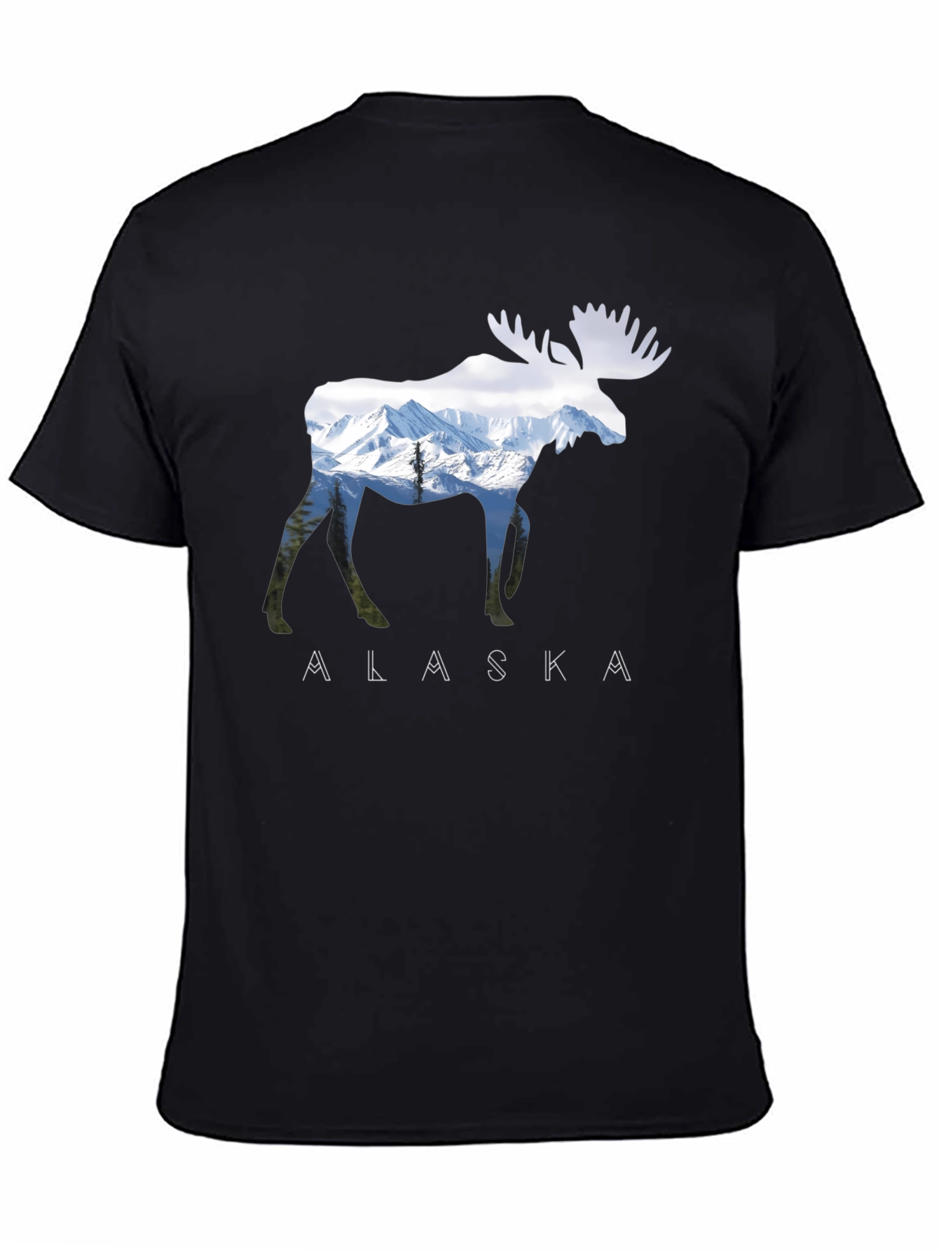Alaska Moose Graphic Print T-Shirt