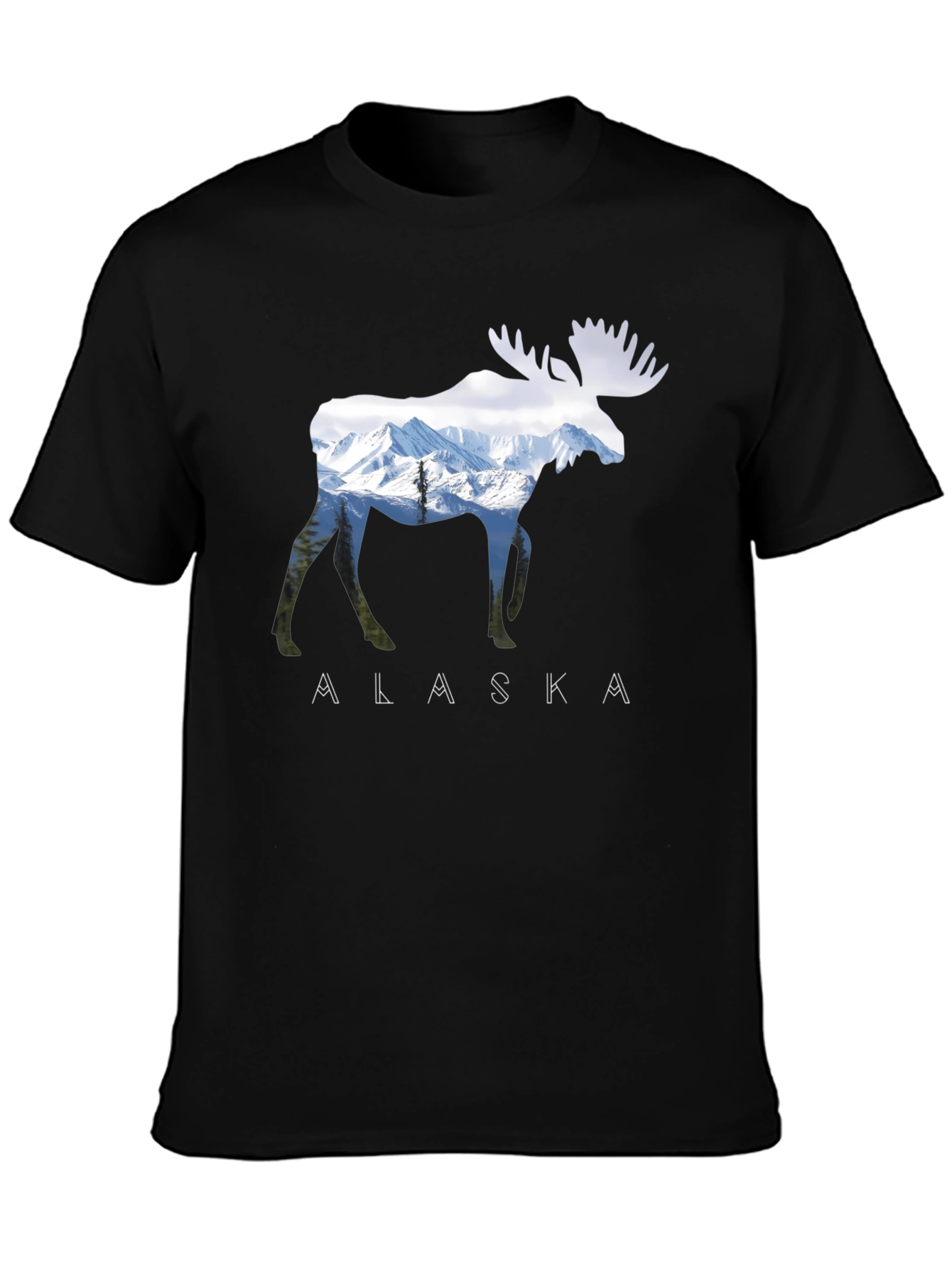 Alaska Moose Graphic Print T-Shirt