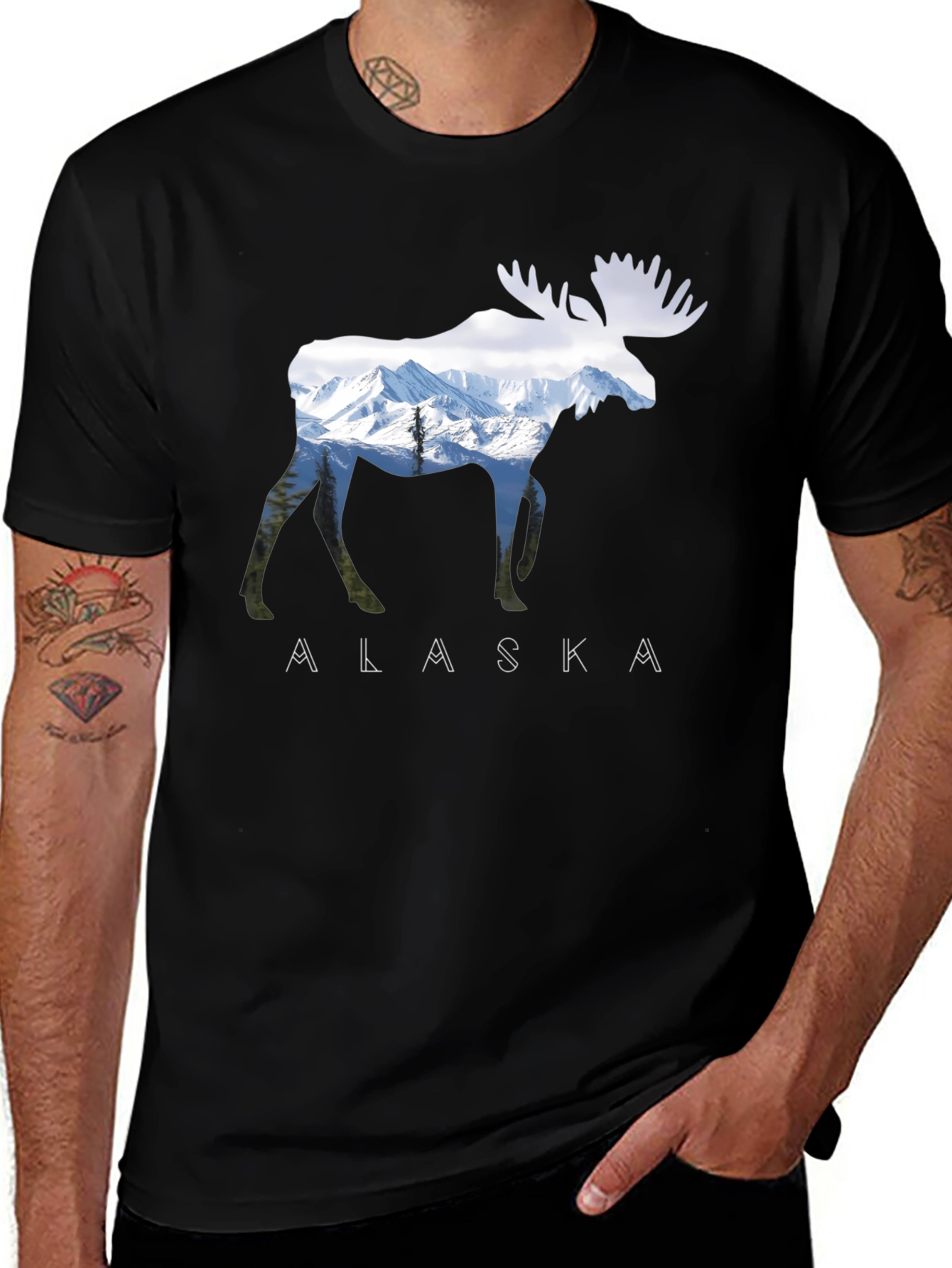 Alaska Moose Graphic Print T-Shirt
